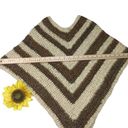 Knit Poncho Brown Vintage Top Over shoulder Soft Handmade Boho Indie Fall Photo 2