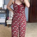 American Eagle Red Floral Jumpsuit Photo 0