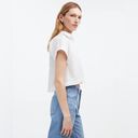 Madewell  Crop Dolman Linen Short Sleeve Shirt in White Size Medium Photo 3