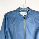 Marc New York  Small Jacket Faux Leather Blue Full Zip Moto Lined Pockets 1520 Photo 3