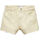 ZARA NWT  COLOR YELLOW MID RISE RELAXED DENIM SHORTS US 2 Photo 3