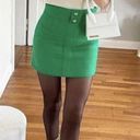 ZARA nwt textured mini green Christmas skirt with golden buttons Photo 8