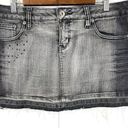 No Boundaries VTG Y2K  Micro Mini Skirt Size 13 Denim Gray Black Studded Grunge Photo 11