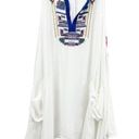 For Cynthia  Womens M Swimsuit Cover Up Embroidered Shark Bite White Summer Photo 0