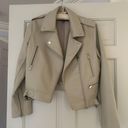 Missguided Cream Leather Jacket Photo 0