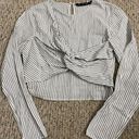 ZARA  Basic Women's Striped Long Sleeve Top Twist Front Size Small Photo 0