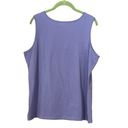 Denim & Co  Women's Button Front Eyelet 3/4 Sleeve Shirt and Tank Lilac Large Photo 4