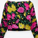 ZARA NWT. $50R  Off Shoulder Sweetheart Neckline Floral Crop Top Blouse Size M Photo 6