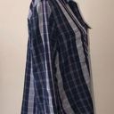 Lou & grey  Size M Button Down Tunic Length Top Purple Plaid Shirt Long Sleeve Photo 3