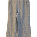 J.Jill  Love Linen Pants Medium Blue White Cropped Wide Leg Striped Nautical Photo 0