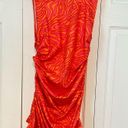 SheIn Pink and Orange Marble Print Drawstring Ruched Dress Photo 2