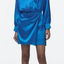 ZARA Dress blue long sleeve draped wrapped mini party cocktail wedding Photo 6