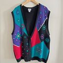 Vintage 90s embroidered stitch floral granny core cottage core sweater vest Size 3X Photo 0