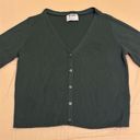 Old Navy Women's Cropped Button Down Rib Knit Top Green Size M Long Sleeve Photo 2