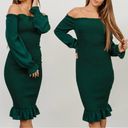 Baltic Born  Esther Smocked Ruffle Hem Midi Dress Emerald Green Size 1XL Photo 1