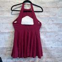 Cooperative  Dress Womens Small Maroon Red Mini Shirt High Neck Fit Flare Photo 3