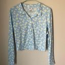 Daisy Just Polly  Print Ribbed Collared Button Down Size Large Photo 0