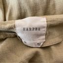 Harper  Women's Blend Blouse Tan Linen Cotton Blend Short Sleeve Puff Sleeve Photo 4