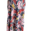 Petal Boden Crinkle Bias-Cut  Stamp Midi Skirt Navy Pink Orange Yellow Size 6 Photo 2