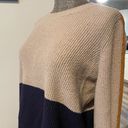 Stitch Fix Soft color block cropped, beige, navy, dark yellow chunky sweater  Photo 1