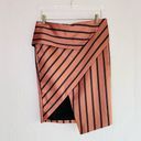 Michelle Mason  Asymmetrical Striped Copper Black Pencil Skirt Size 10 NWT Photo 0