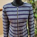 The Loft  Women's Blue Striped Cotton Long Sleeve Full Zip Front Casual Jacket Size 6 Photo 1