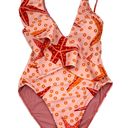 Farm Rio NEW  Under The Sea One Piece Swimsuit Peach Pink Ruffle Sea Starfish S Photo 0