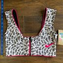 Nike Bikini Top Swimsuit Zipper Crop Party Dots Black White Hot Pink M $56 NEW Photo 8