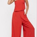 Free People  Gia Red Strapless Flounce Top & Wide Leg Pants Set Size Small Photo 0