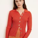 Vince  Orange Ribbed Collar Button Front Cardigan Sweater Women’s XXS NWT Photo 0