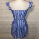 American Eagle  Mini Dress Ruffled Off Shoulder Striped Blue White NEW Womens S Photo 5