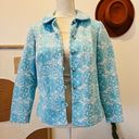 Vintage Blue  & White Daisy Floral Button Up 60s Little Jacket Photo 0