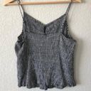 BP  Cropped Black & White Gingham Plaid Lettuce Edge V-Neck Tank Top M Photo 2