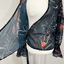 Stylestalker Floral Print Sheer Chiffon Bell Sleeve Wrap Blouse Navy Size Small Photo 12