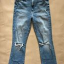 MOTHER The Hustler Ankle Fray Distress Raw Hem High Rise Jeans 27 Photo 2