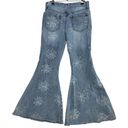 Wild Fable Jeans Size 6 Highest Rise Extreme Flare Light Wash Flowers Raw Hem Photo 1