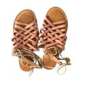 American Eagle Leather Lace Up Flat Sandal Sz. 9 Brown Festival Strappy Boho Photo 2