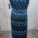 a.n.a NWT  a new approach Dress Long Maxi Sleeveless Zig Zag Boho Blue Green Photo 1