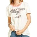 Chaser Weekend Brunch Tee White Princess Pink Sleep Raglan Scoop Neck T-Shirt S Photo 0