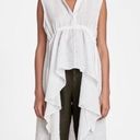 ZARA  white linen asymmetric ruffle high low tunic shirt XS Photo 0