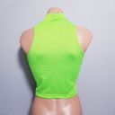 Vintage 90's 2000's Y2K neon green club MTV crop top shirt retro MEDIUM Yellow Photo 2