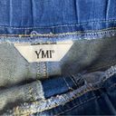 Ymi  Women's Denim Shirt Sz S Pull On Tie Waist Frayed Hem Distressed Blue Jean Photo 4