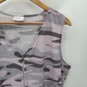 LuLaRoe  Top Women LAGE Pink Purple Grey Camo Print V-Neck Front Zip Tank Photo 2