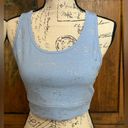 Kimberly  Silver Shimmery Light Blue Bra and Leggings Yoga Set Size Medium Photo 3