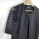 Nine West  Black Crew Neck Short Mesh Sleeve Cardigan Women's Size Medium M Photo 2