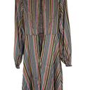 Unique Vintage Rainbow Multicolored Striped Satin Dress XS Extra Small (2) Photo 8