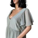 Birdy Grey  Hannah Empire Dress flutter sheer sleeves Chiffon Sage size XXL Photo 8