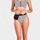 Nike Bikini Top Swimsuit Zipper Crop Party Dots Black White Hot Pink M $56 NEW Photo 10