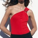 ZARA NWT  Red Cross Strap Bodysuit with Silver Ring Hardware Photo 7