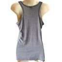 Roxy  Gray Pinstripe Teal Love & Happiness Graphic Tank Top ~ Women's Size LARGE Photo 1